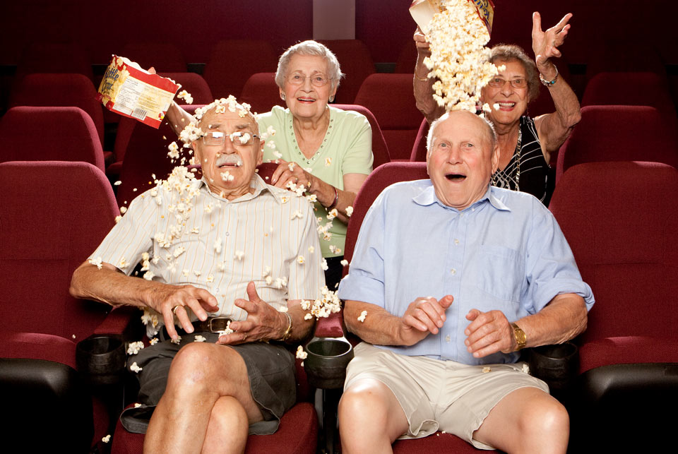 residents enjoying popcorn
