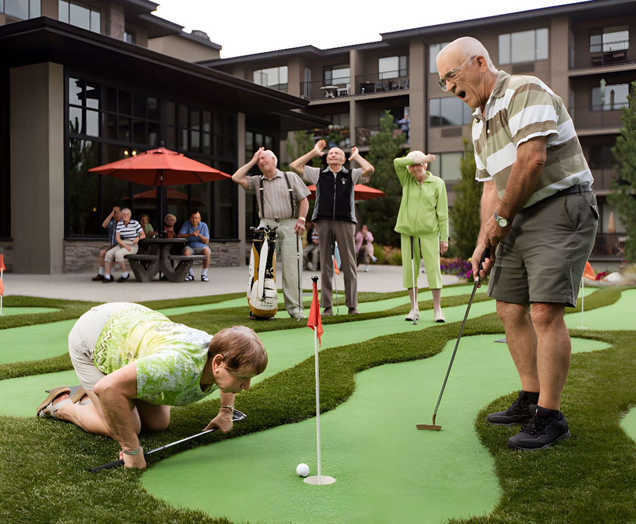 Northwood Retirement Resort residents playing mini golf